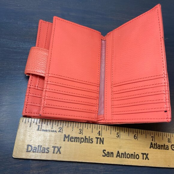 Coral Genuine Leather Wallet Organizer w/ Coin Clasp - Picture 6 of 9